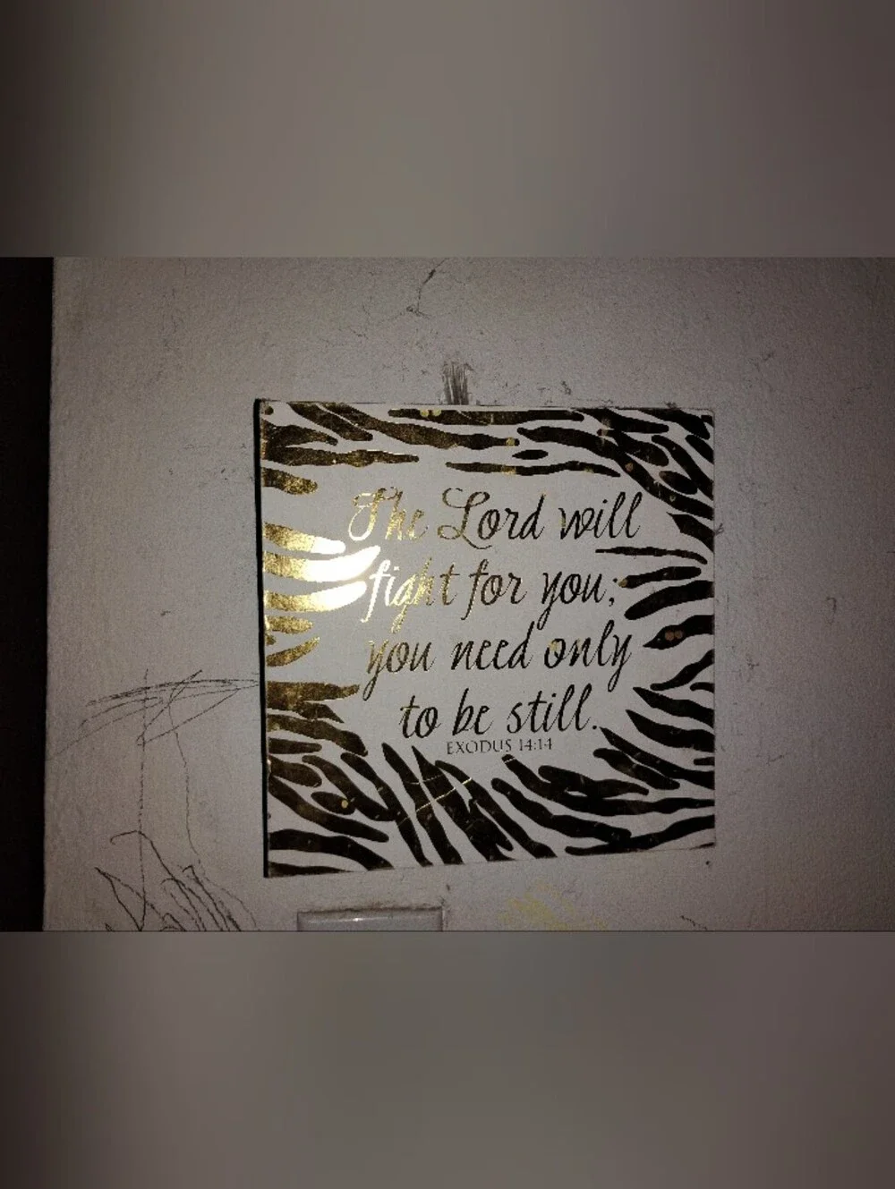 Inspirational Gold Zebra Wall Art - Religious Quote